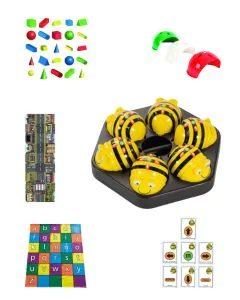 Bee-Bot Group Set. Bundle of 6 Bee-Bots, Docking station, 3 Activity Mats, Sequence cards and clip-on Shells